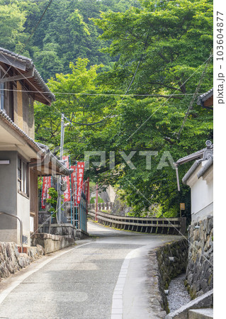 奈良県明日香村岡地区の岡寺参道の町並み 103604877