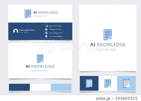 Ai knowledge logo design with editable slogan. Branding book and business card template. 103605425