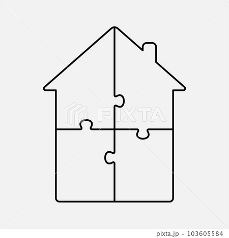 Diagram infographic for 4 steps, house puzzle Diagram infographic for 4 steps, house puzzle 103605584
