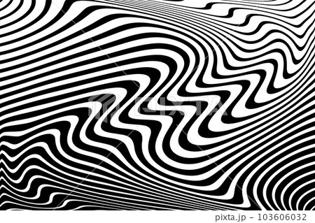 Wavy Lines Pattern with 3D Illusion and - Stock Illustration