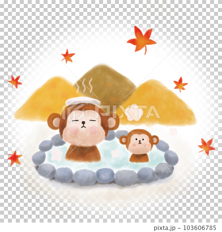 猴子進入溫泉插畫 103606785