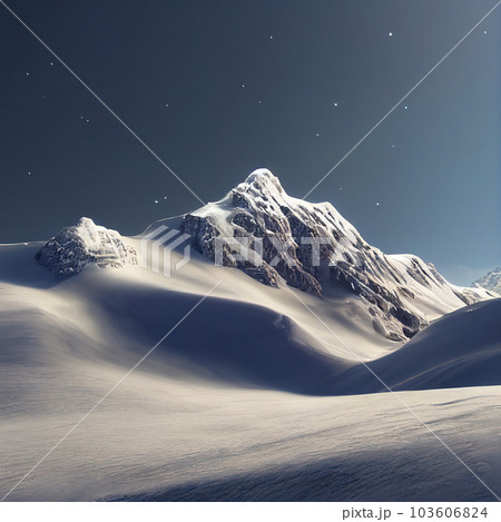 The enigmatic fortress of frozen majesty. Towering and inaccessible snow-blanketed cliffs embracing the remote and untamed glacier domain. AI-generated 103606824