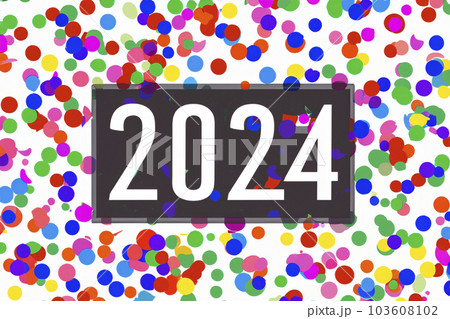 2024. New Year, 2024. Numbers on a background of confetti. Horizontal design. Happy New Year 2024. 2024. New Year, 2024. Numbers on a background of confetti. Horizontal design. Happy New Year 2024. 103608102