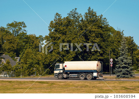 Gasoline transport driving on the road Gasoline transport driving on the road 103608594