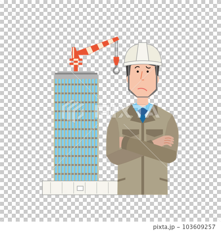 Worried building construction staff 103609257