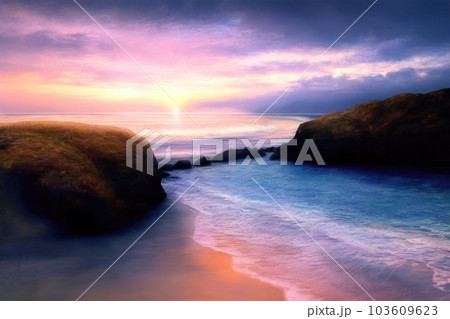 《AI画像》夕暮れのビーチリゾート 103609623