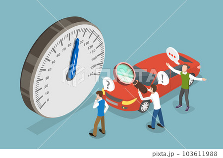 3D Isometric Flat Vector Conceptual Illustration of Speedometer 103611988