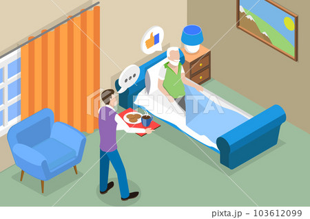 3D Isometric Flat Vector Conceptual Illustration of Caregiver 103612099