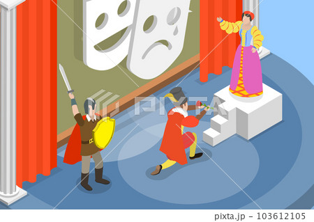 3D Isometric Flat Vector Conceptual Illustration of Drama Theatre 103612105