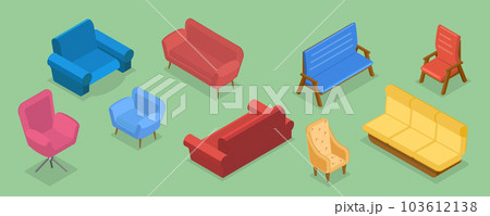 3D Isometric Flat Vector Set of Furnitureのイラスト素材 [103612138] - PIXTA
