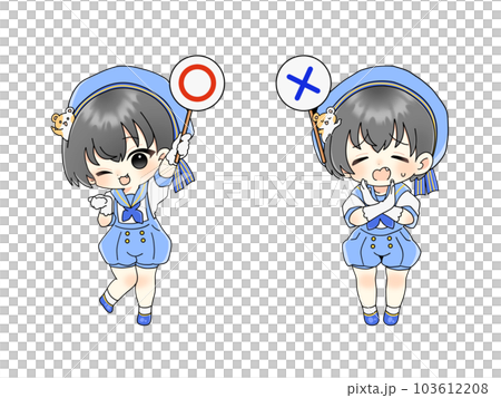 Girl with correct and incorrect tags 103612208