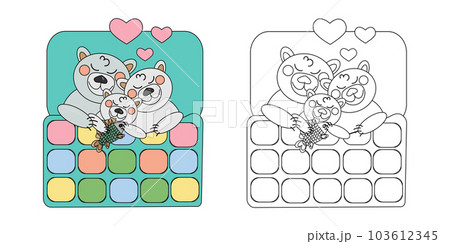 coloring book sleeping family of polar cartoon bears 103612345