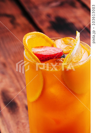 Sweet Refreshing Pimms Cup Cocktail with Fruit 103613083