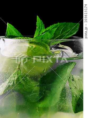Fresh mojito in wine glasses close up Fresh mojito in wine glasses close up 103613174