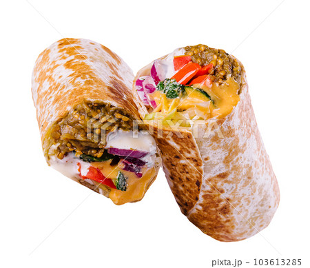 vegetarian halfs of shawarma sandwich roll 103613285