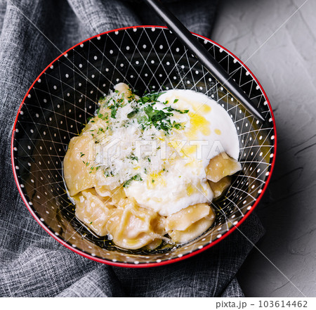 boiled dumplings on stone 103614462