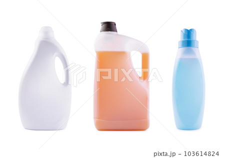 different plastic bottles with washing liquid 103614824
