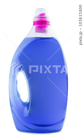 Blue plastic bottle of detergent or fabric softener 103615800