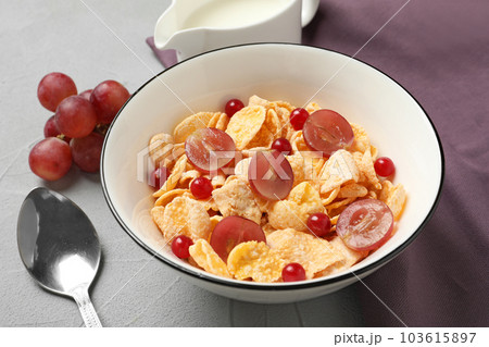 Tasty healthy breakfast served on light table 103615897