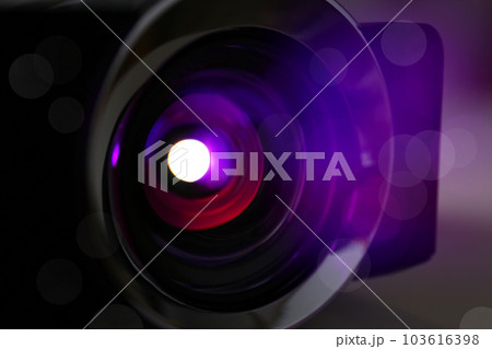 Closeup view of modern digital video projector 103616398