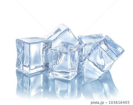 Crystal clear ice cubes isolated on white 103616405