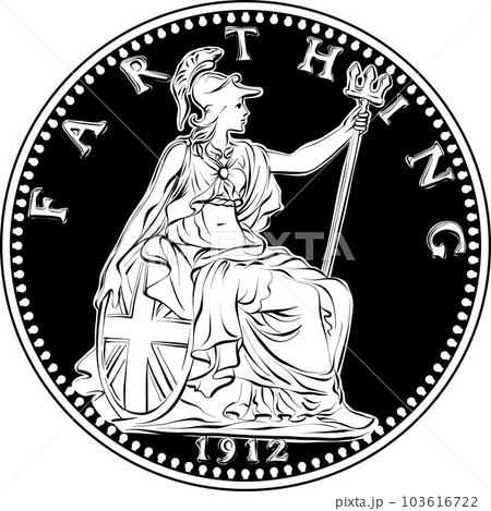 vector British money farthing, Britannia reverse vector British money farthing, Britannia reverse 103616722