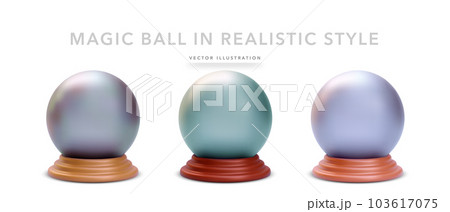 Set of 3d realistic magic and mystical balls with shadow isolated on white background. Vector illustration 103617075