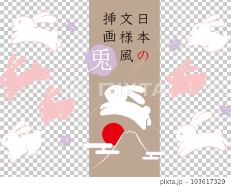 Vector illustration set of traditional Japanese pattern rabbit 103617329
