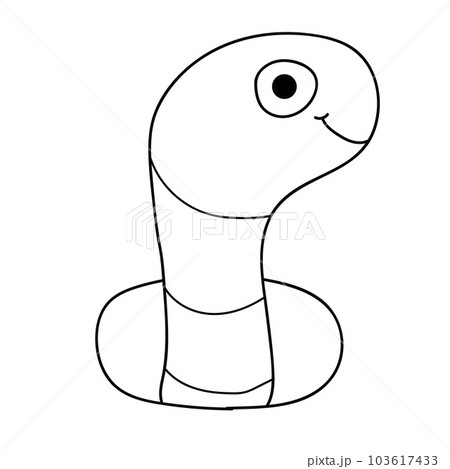 Cartoon linear doodle retro happy worm isolated on white background. 103617433