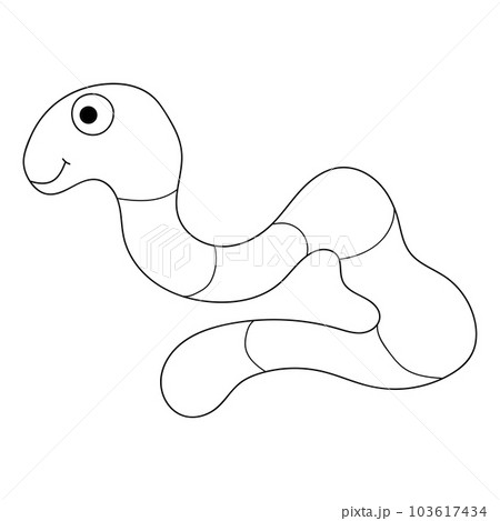 Cartoon linear doodle retro happy worm isolated on white background. 103617434