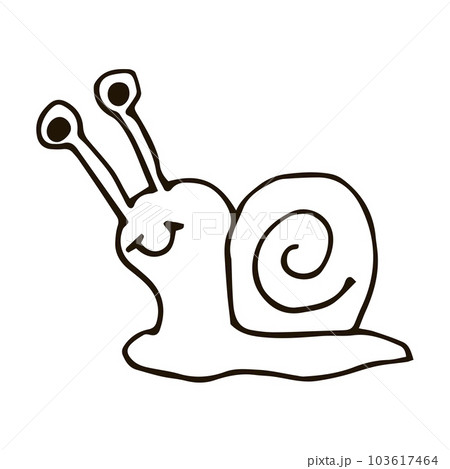 Cartoon doodle linear happy snail isolated on white background. Cartoon doodle linear happy snail isolated on white background. 103617464