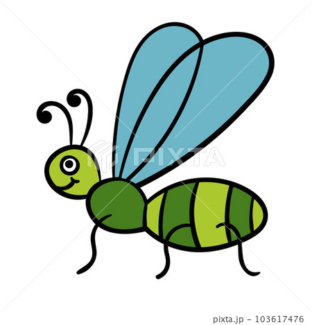 Cartoon doodle linear midge, fly isolated on white background. 103617476