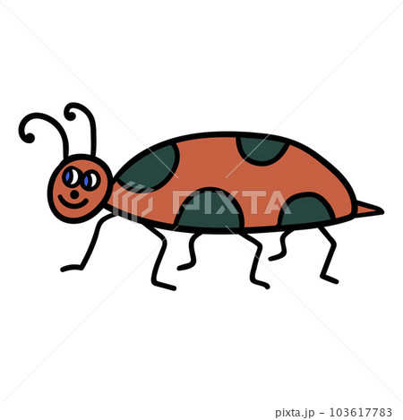 Cute cartoon doodle linear bug isolated on white background. 103617783