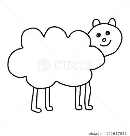Cartoon doodle linear sheep isolated on white background. Cartoon doodle linear sheep isolated on white background. 103617858