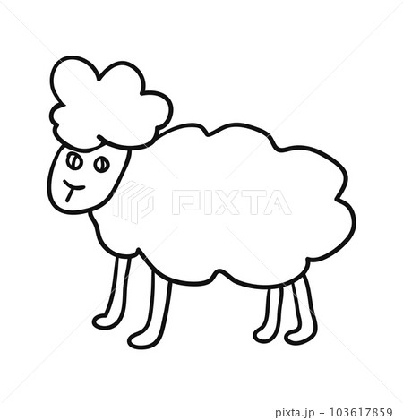 Cartoon doodle linear sheep isolated on white background. Cartoon doodle linear sheep isolated on white background. 103617859