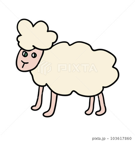Cartoon doodle linear sheep isolated on white background. Cartoon doodle linear sheep isolated on white background. 103617860