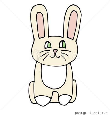 Cartoon doodle linear funny bunny, rabbit isolated on white background. 103618492