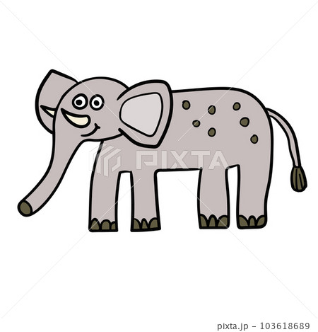 Cartoon doodle elephant isolated on white background.  103618689