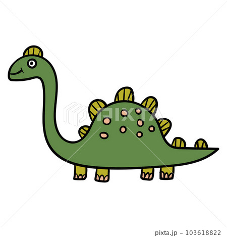 Cartoon doodle linear dinosaur, stegosaurus isolated on white background. Cartoon doodle linear dinosaur, stegosaurus isolated on white background. 103618822