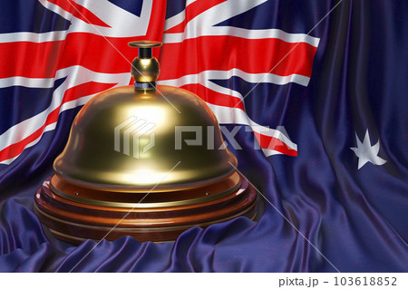 Reception bell on the Australian flag background, 3D rendering 103618852