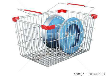 Yo-yo inside shopping basket, 3D rendering Yo-yo inside shopping basket, 3D rendering 103618864