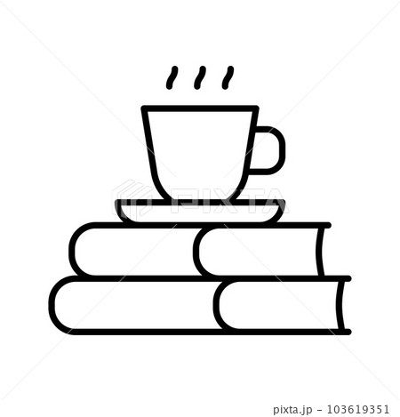 Stack of books and mug. Coffee cup on stack of books isolated white background. Stack of books and mug. Coffee cup on stack of books isolated white background. 103619351