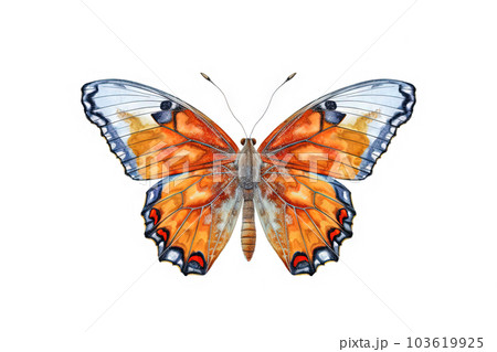 Butterfly with colorful wings isolated on white. Generative AI. 103619925