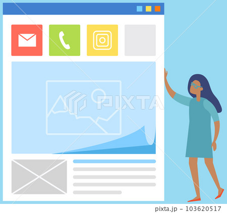 Smartphone SMS screen, mailbox, icons for communicating with clients by phone or internet 103620517