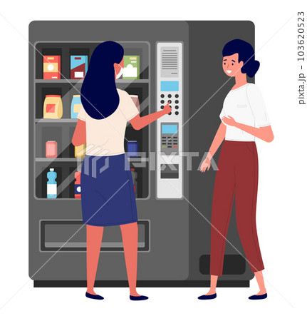 Business women communicating during the coffee break. Vending or food machine on background 103620523