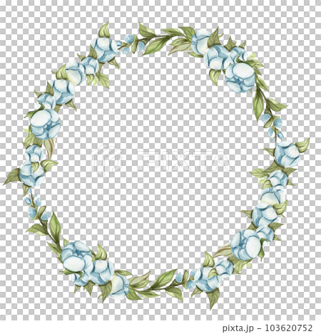 Summer flowers wreath,watercolor illustration for cards,backgrounds. Watercolor illustration for scrapbooking. Cartoon hand drawn background with flower for kids design.Perfect for wedding invitation. 103620752