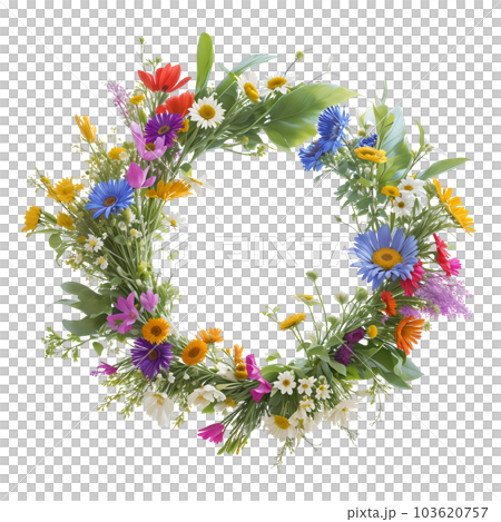 Beautiful wildflower wreath for bridal. Generative AI. Transparent PNG 103620757
