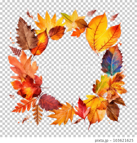 Autumn leaves frame. Illustration AI Generative Autumn leaves frame. Illustration AI Generative 103621625