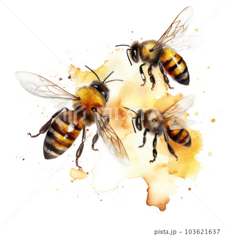 Honey Bee Isolated. Illustration AI Generativeのイラスト素材 [103621637] - PIXTA