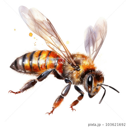 Honey bee isolated. Illustration AI Generative 103621692